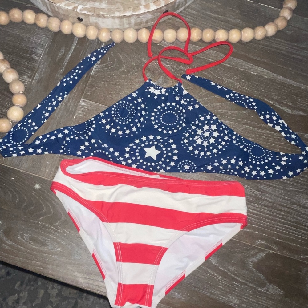 Girls bikini, red white and blue, size 10, Kami brand